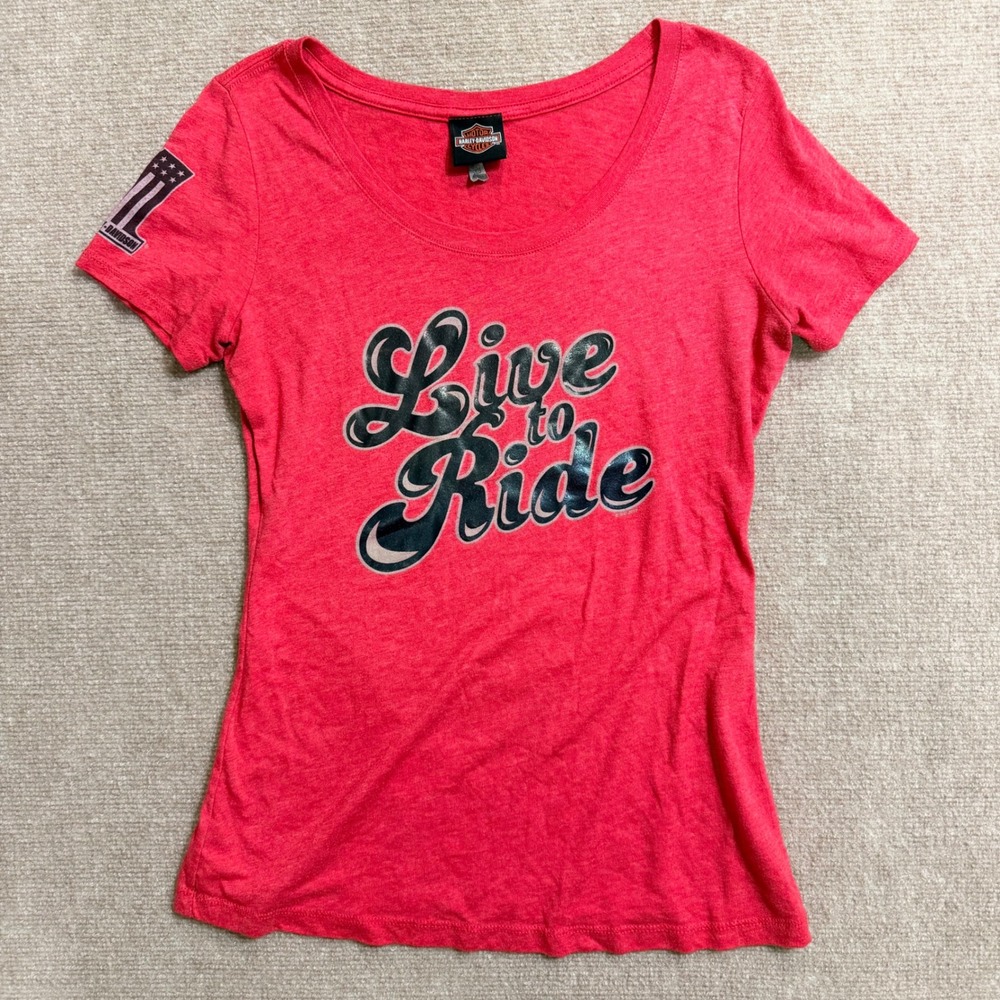 Harley-Davidson Live to Ride T-Shirt Red Jackson‎ Hole Wyoming Womens Large